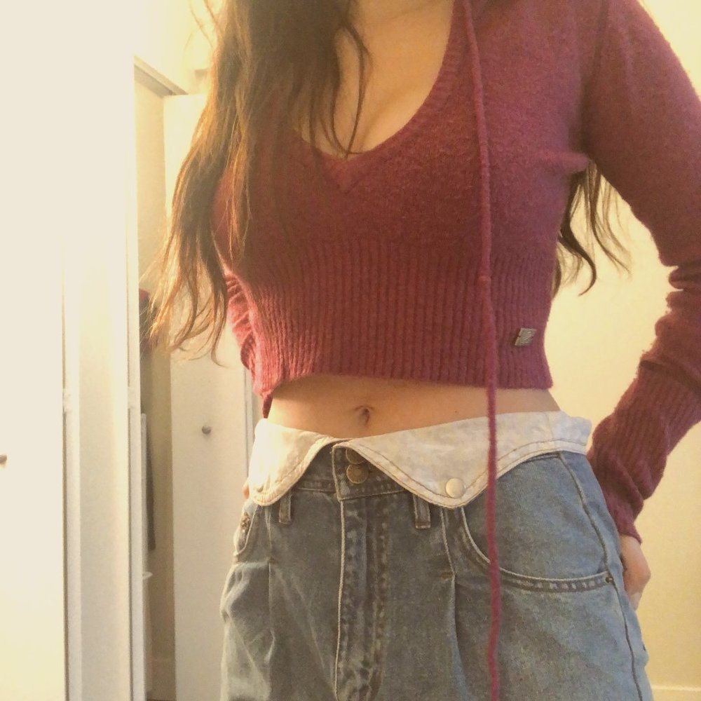 FLORAL FOLD-OVER JEANS